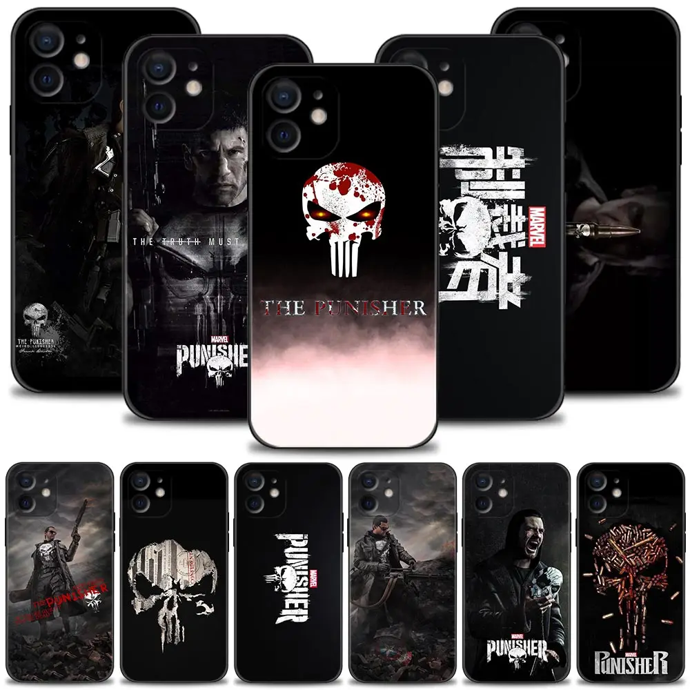 

Cool Marvel Punisher Man Phone Case For Apple iPhone 14 13 12 11 Pro Max Mini Cover X XR XS Max 8 7 6S 6 Plus Silicon Funda