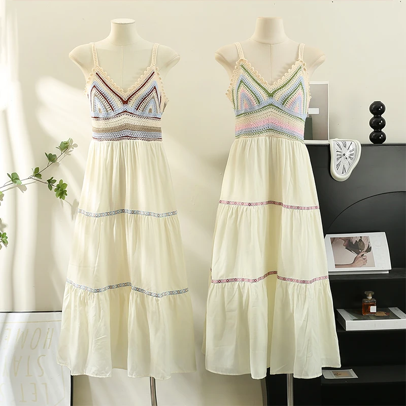 

Шикарные Элегантные Платья-макси для женщин, сексуальное летнее лоскутное платье без рукавов с V-образным вырезом и шнуровкой в стиле бохо, летние платья для женщин