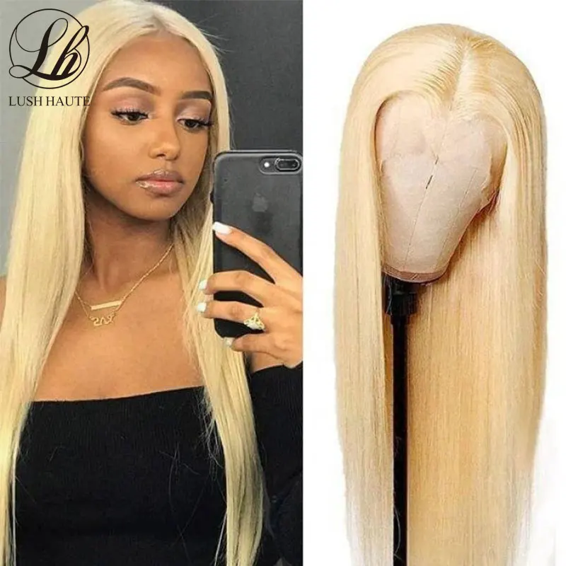 

613 Blond Lace Wigs Synthetic 30Inch Straight Blond Wig Natural Hairline Middle T Part Lace Wigs For Women Heat Resistant Wigs
