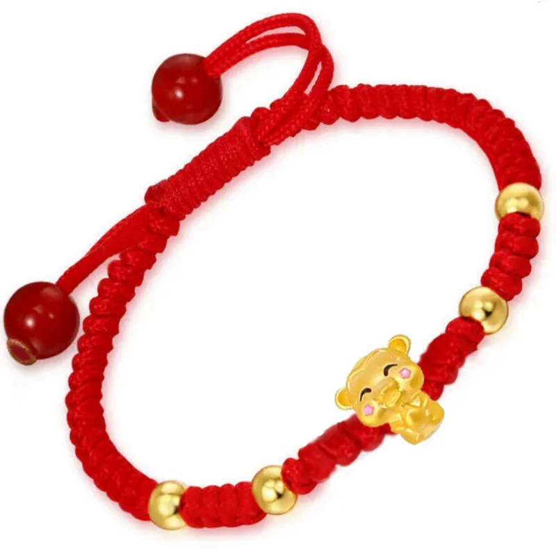 

Chinese Zodiac Bracelet Female Transfer Beads Birthyear Red Rope Baby Lovers Lovely Children's Gift Tiger