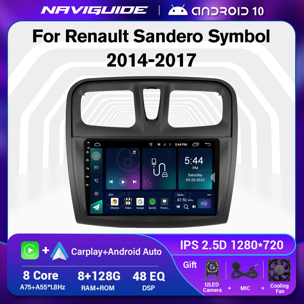 

Автомобильный радиоприемник IDE для Renault Sandero Symbol Logan Stepeway 2014-2017 Android10, мультимедийный плеер, навигация GPS Carplay 2 Din