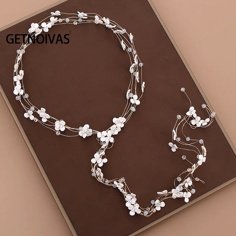 

Свадебные украшения, жемчужная повязка для волос, белый цветочный обруч, тиара, простой головной убор ручной работы, свадебный головной убо...