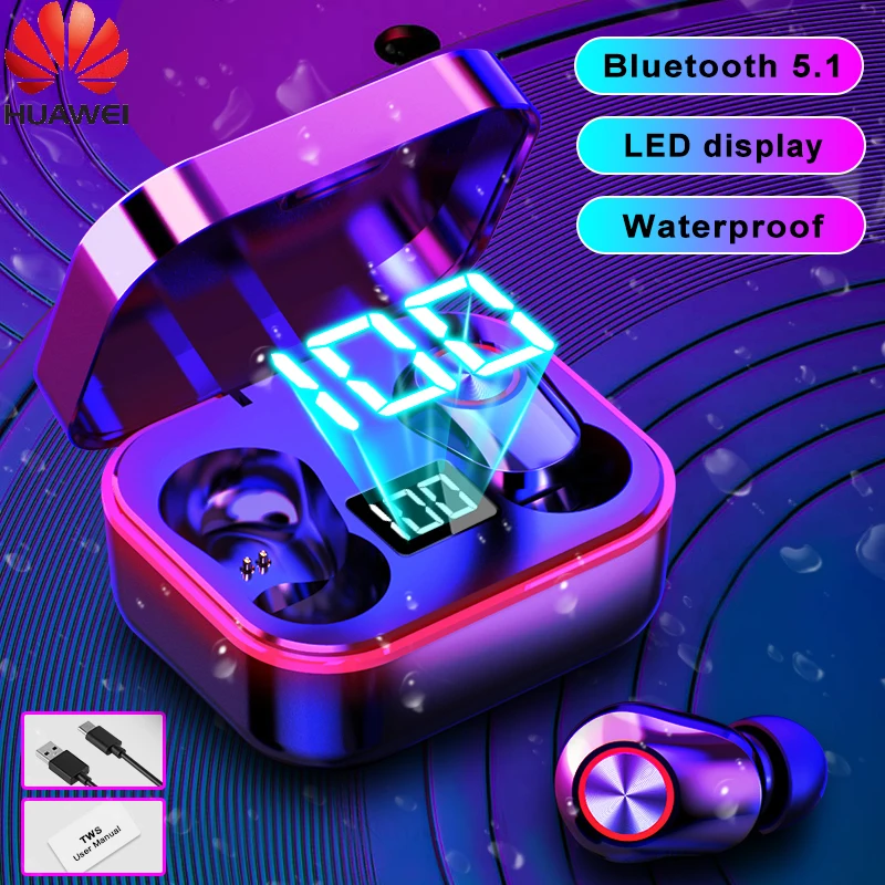

Беспроводные Bluetooth наушники Huawei TWS с зарядным футляром, беспроводные наушники 5,1 с глубокими басами, водонепроницаемые стереонаушники с мик...