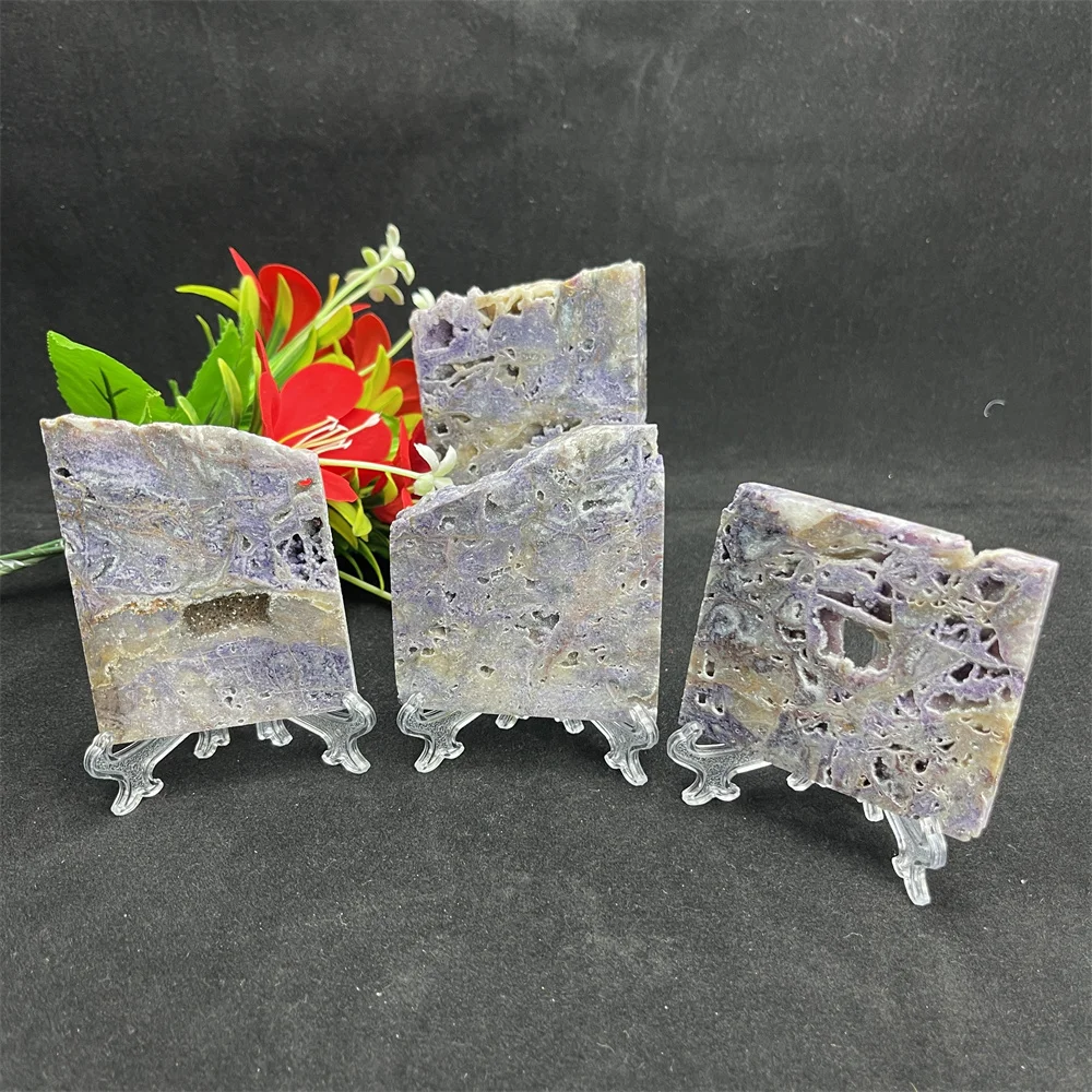 

Natural Rare Purple Sphalerite Rough Slice Crystal and Stone Healing Energy Gemstone Spiritual Meditation Office Home Decor Holi