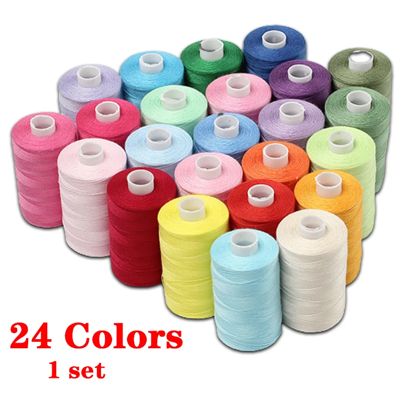 

24 Colors Polyester Yarn 40s/2 Sewing Thread Roll 1000Yards for DIY Sweing Machine Hand Stitch Durable Home Sewing Accessories