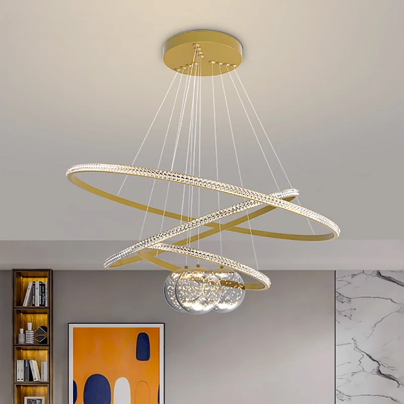 

Chandeliers Light Nordic Circular Ring Indoor Lighting Luxury Living Dining Room Dining Sets Bedroom Suspension Luminaire