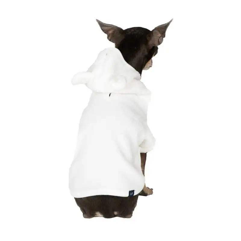 

Dog Clothes, Recycled White Sherpa Bear Ear Pet Hoodie