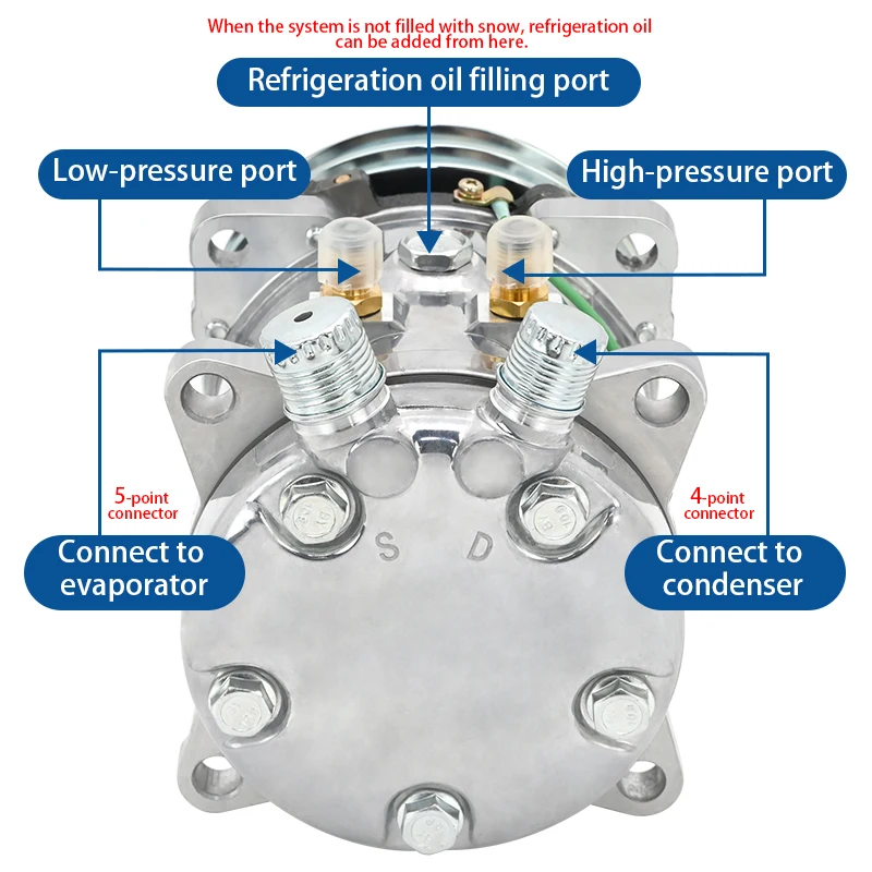 Компрессор кондиционера serpentina 507 5H11 12В/24В полный из коррезины в V Трактор