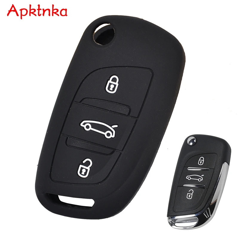 

3-кнопочный силиконовый чехол для ключей Citroen C2 C3 C4 C5 DS4 для Peugeot 107 207 307 407 308 607 Автомобильный пульт дистанционного управления с откидной крышкой