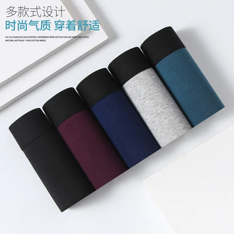 2pcs Set Pure Cotton Calzoncillos Hombre Solid Underwear Men Comfortable Boxer Homme Boxershorts Stretch Cuecas Masculinas Pants