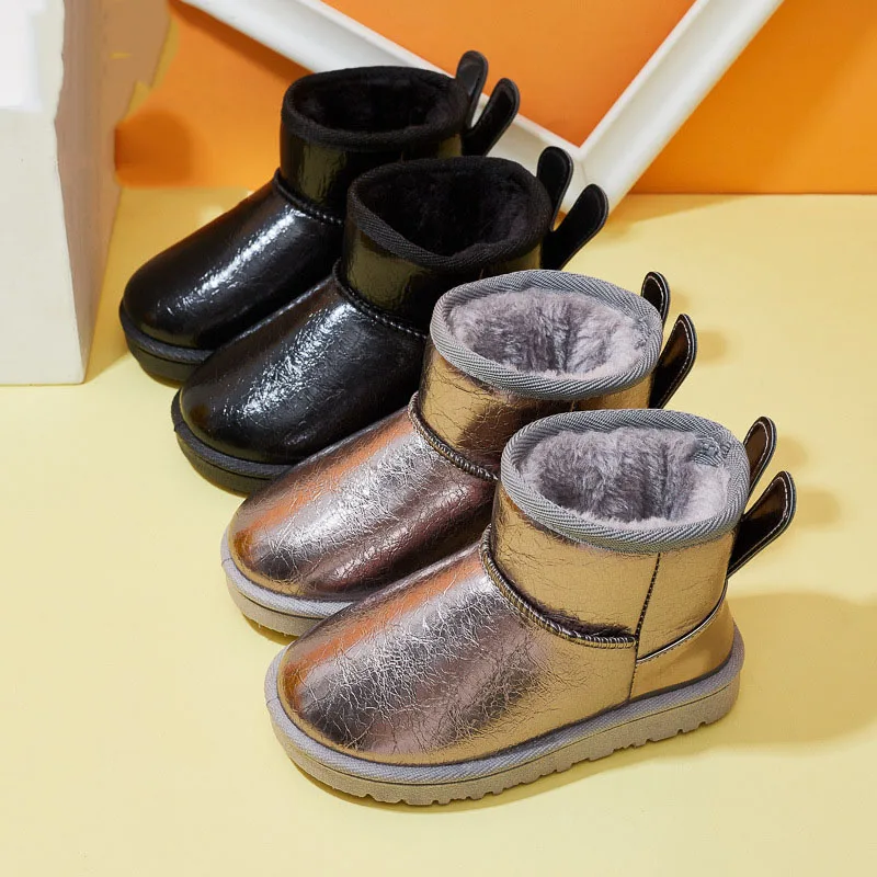 

2022 boys' and girls' cotton shoes High top plush warm and non slip snow boots