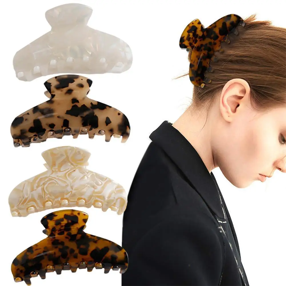 

Большая акриловая искусственная Заколка-краб для женщин аксессуары для волос для девочек головной убор подарки на вечерние Черный Краб для...