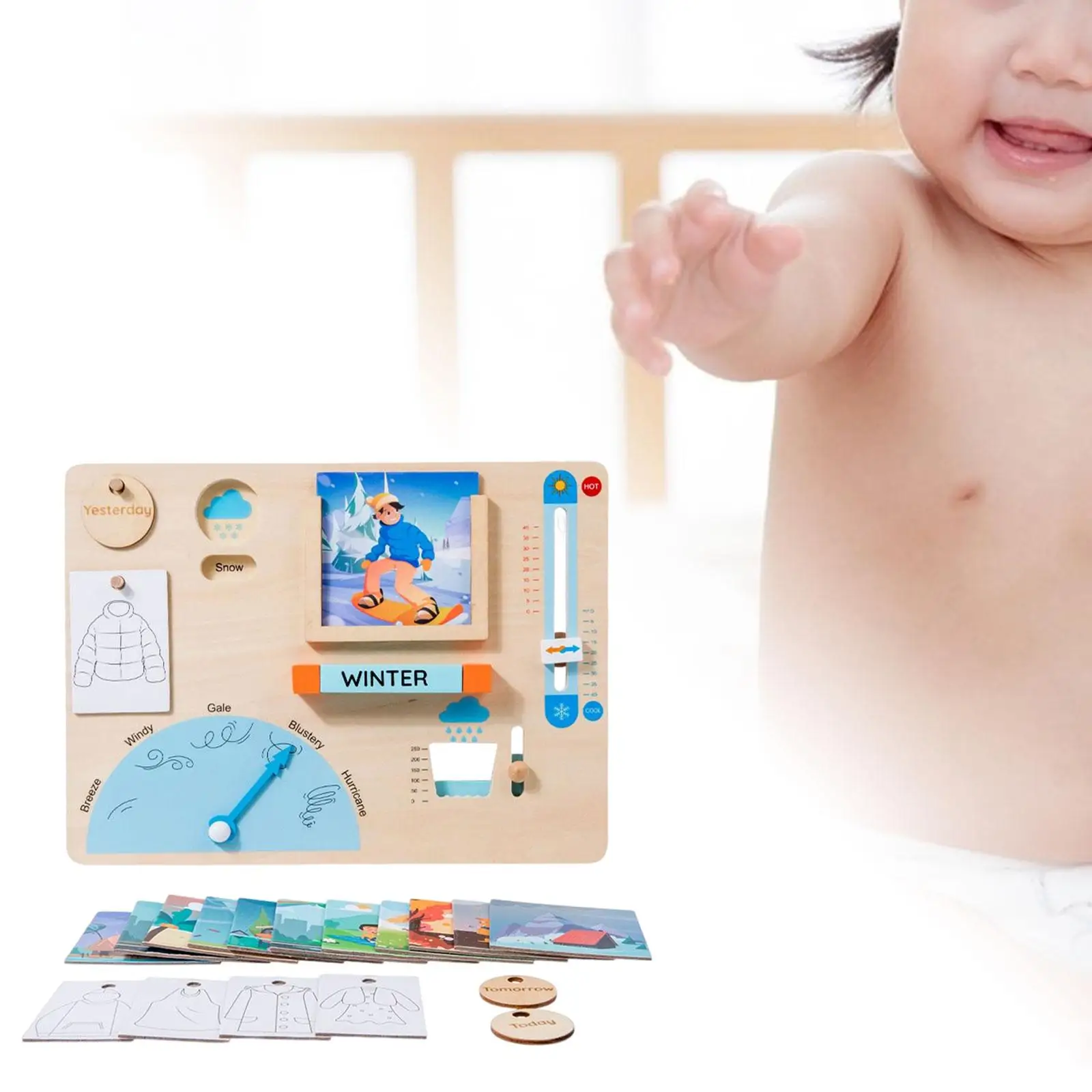 

Montessori Weather Board Early Learning Toy Intellectual Development for Kids 4 5 6 Toddlers Boys Girls Children Xmas Gifts