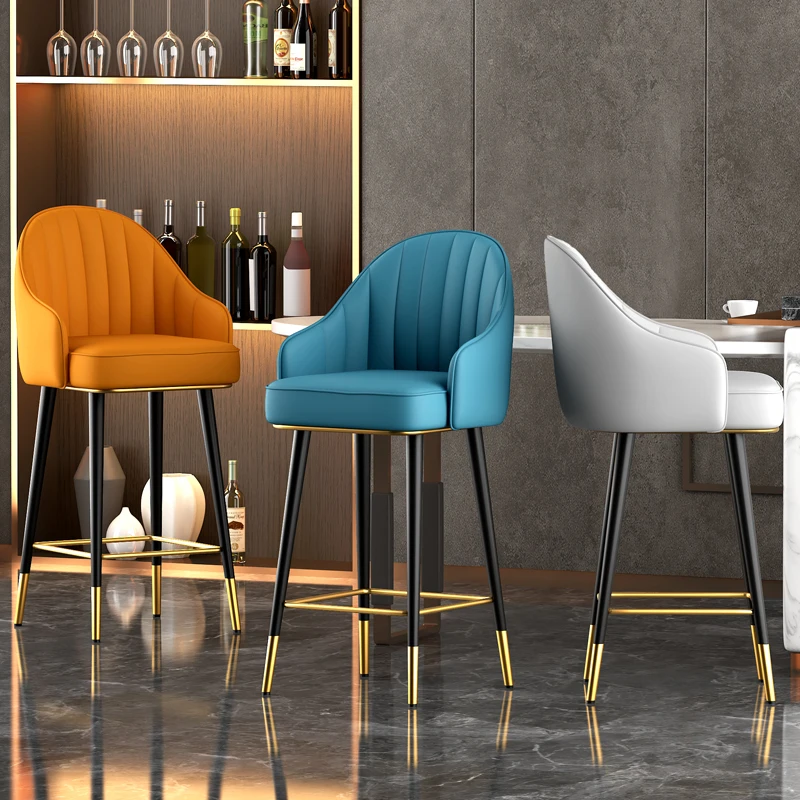 

High Office Design Salon Bar Dining Chairs Lounge Cafe Luxury Metal Soft Chair Makeup with Backrest Stoel Home Furniture XY50DC