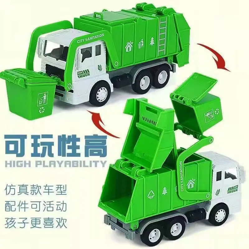 

Simulation Sanitation Car Children's Toy Car Set Garbage Sorting Water Tank Car Drop-resistant Inertial Engineering Car Boy Car