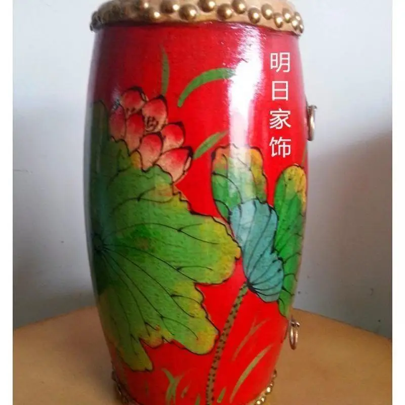 

1 шт. детский барабан из массива дерева ручной работы с окрашенной талией, ударный музыкальный инструмент для выступлений, барабан из коровьей кожи