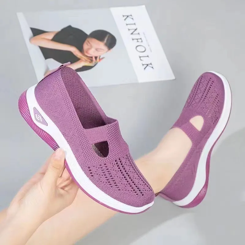 2023 Flats Women's Sneakers Summer Mesh Breathable Shoes Soft Sole Non-Slip Solid Color Comfort Ladies Shoes Deportivas Hombre