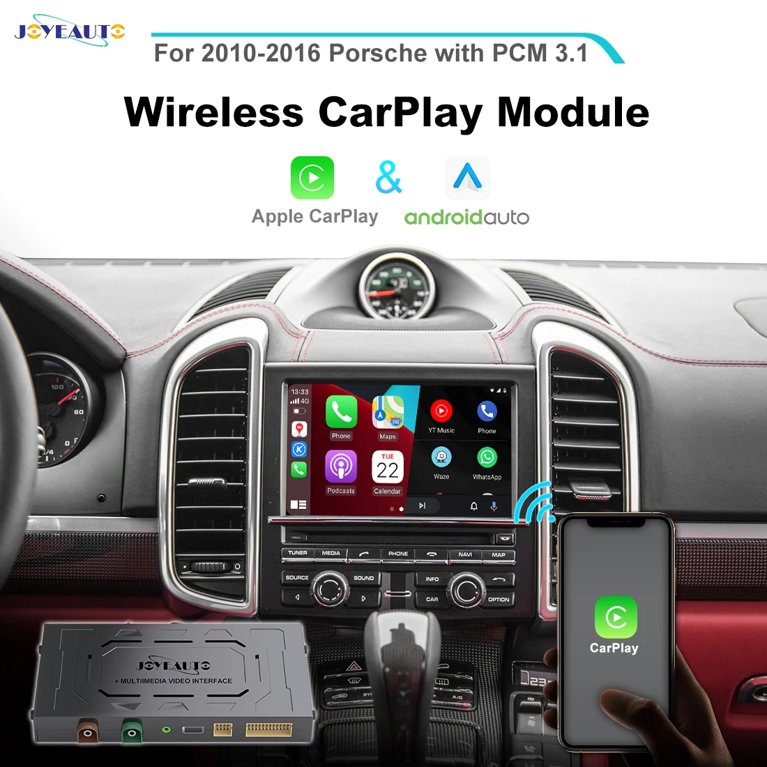 Joyeauto Wireless Apple CarPlay for Porsche Cayenne Macan Cayman Panamera Boxster 718 911 PCM3.1 Android Auto Car Play Mirroring