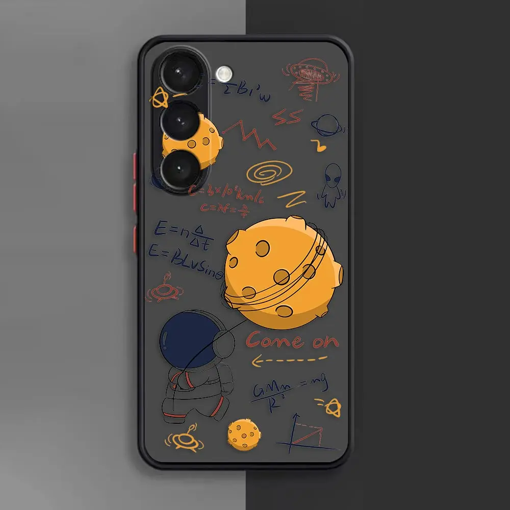 Matte Phone Case for Samsung Galaxy S23 S22 S21 S20 S10 4G S9 S8 Plus ULTRA 5G LITE Case Funda Capa Cartoon Cute Astronaut Space