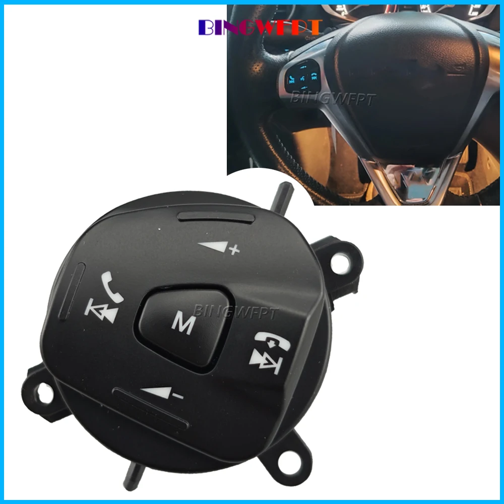 Фото Кнопка управления музыкой и мультимедиа с синей подсветкой на руле для Ford Fiesta MK7 MK8 Ecosport 2013-2015 №2