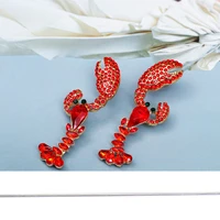2022 fashion trend lobster crystal metal earrings statement fine drop earring high quality jewelry accessories for women