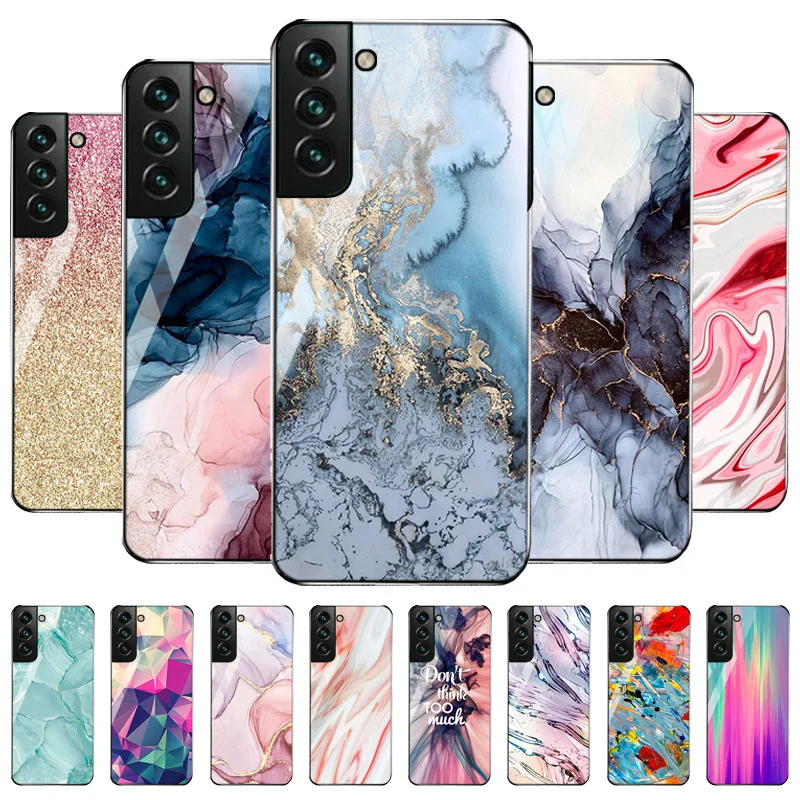 

Tempered Glass Case For Samsung M52 Case Flower Hard Funda For Samsung S10 S22 Plus S21 Ultra S20 FE Galaxy A52 A52S M52 Cover