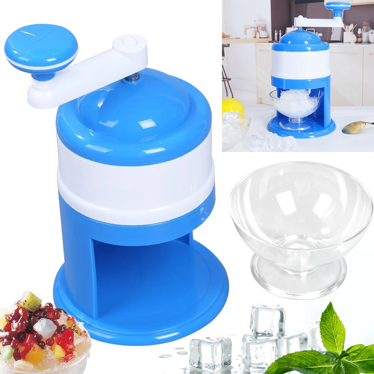 

Manual Ice Crusher Hand Crank Ice Shaver Portable Manual Ice Shredding Machine Stainless Steel Blades Mini Ice Block Making