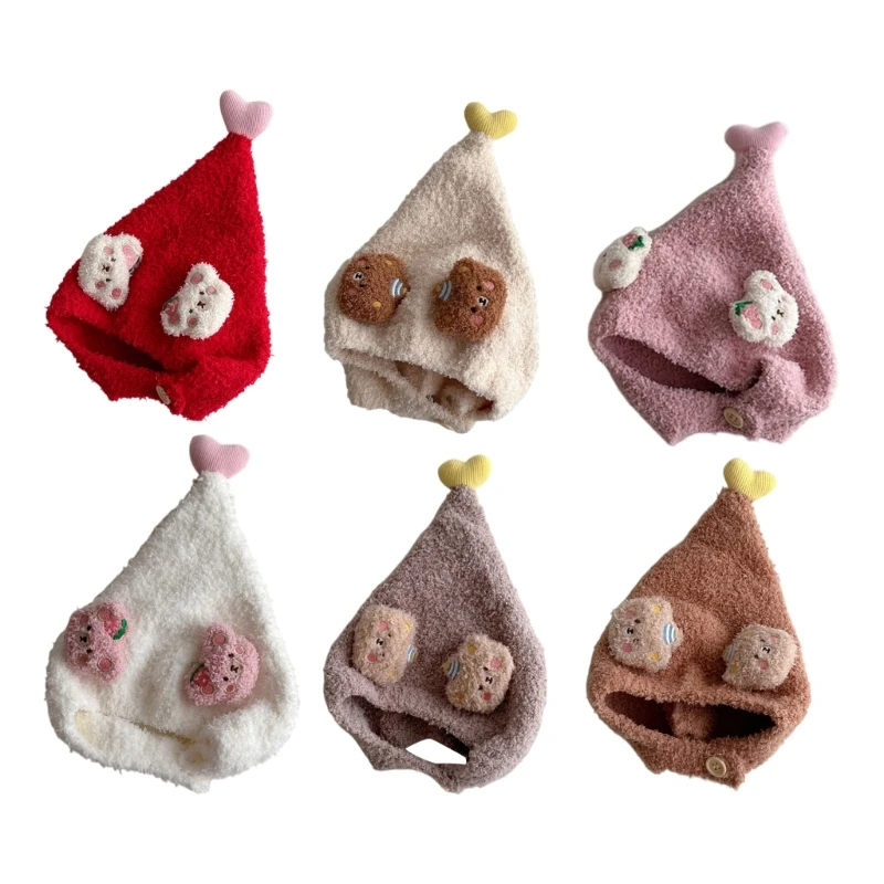 

Lovely Children's Ear Protections Hat Autumn Winter Beanie Heart Decoration