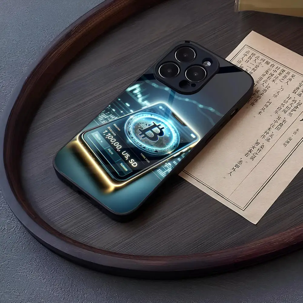 Чехол для телефона Bitcoin Ethereum Art MINISO IPhone 15 Pro Max 14 12 11 13 Mini X XR XS 16 Plus SE 2020 стеклянная