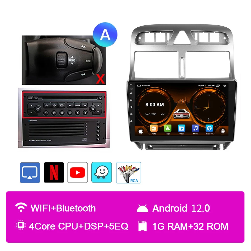 

Автомобильный радиоприемник JIUYIN для Peugeot 307 307CC 307SW 2002-2013, беспроводной CarPlay Android Auto, автомобильные интеллектуальные системы No 2 din 2din DVD