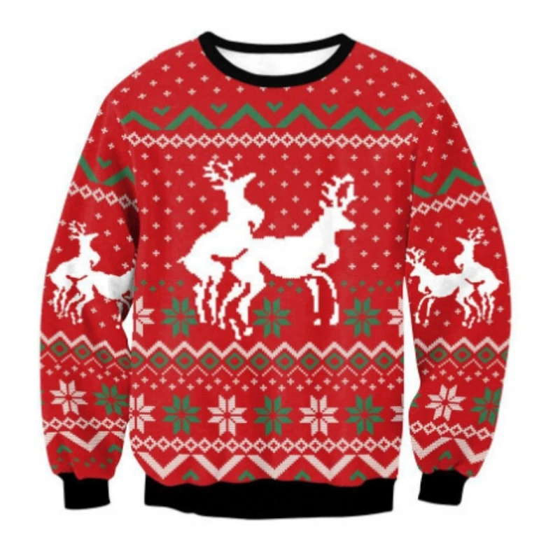 Свитшот мужской оверсайз с длинным рукавом и 3D-принтом Санта-Клауса