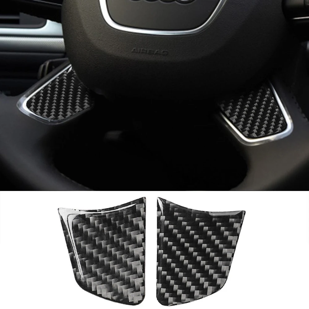 2pcs Car Steering Wheel Sticker Trim Carbon Fiber Decoration Auto Accessories For Audi A6 C7 Allroad A7 Sportback 2012-2018