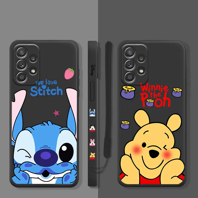 

Liquid Candy Silicone Case For Samsung Galaxy A73 A71 A72 A12 A21s A22 A23 A31 A32 A51 A52 A52s A53 A02s We Love Stitch Winnie