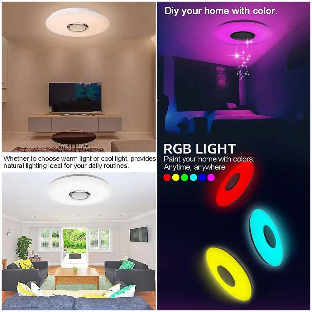 Умная лампа RGB с динамиком приглушаемая потолочная Bluetooth дистанционное