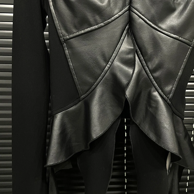 KBQ Новая однотонная кожаная футболка для похудения с бантом женщин рубашки