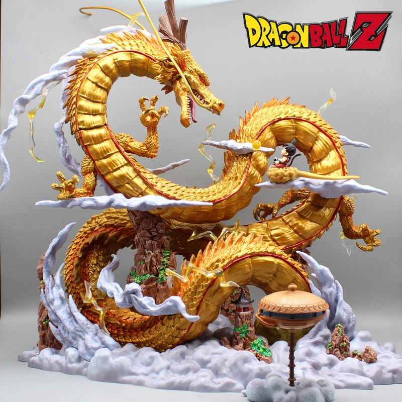 

43 см большая экшн-фигурка дракона Йо-дракона с моделью Гоку, светящаяся статуя из коллекции, ПВХ кукла, детская игрушка, подарок, украшение