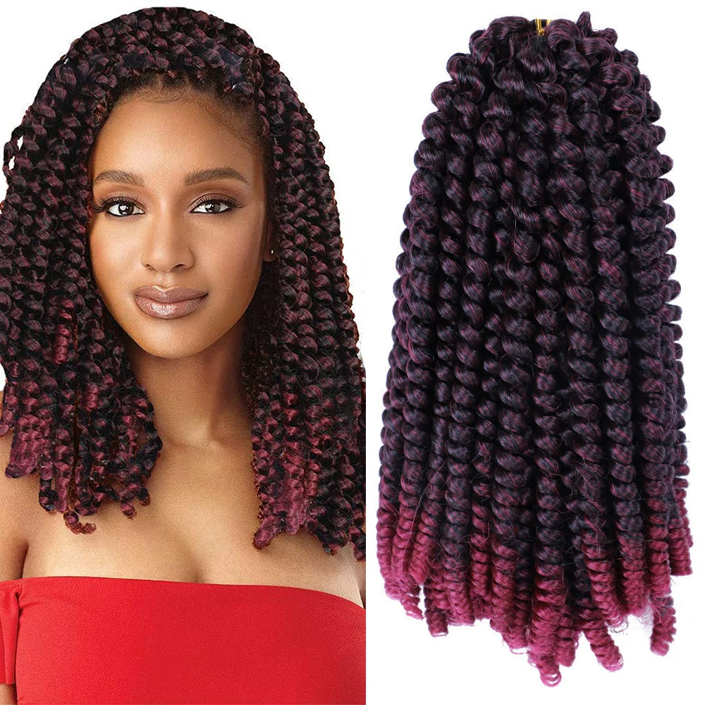 

8 Inch Bomb Twist Fluffy Spring Crochet Ombre Braiding Hair Afro Curly Braids Synthetic Hair Extensions For Women