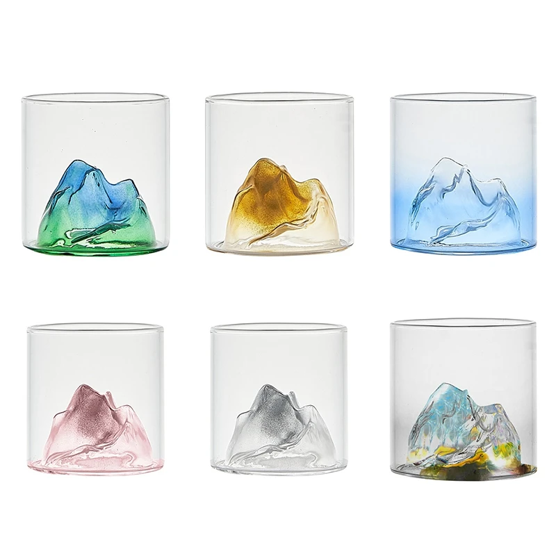 Japan 3D Mountain Whiskey Glass Colorful Heat Resistant Old Fashioned Whisky Rock Glasses Whiskey-glass Vodka Cup Wine Tumbler