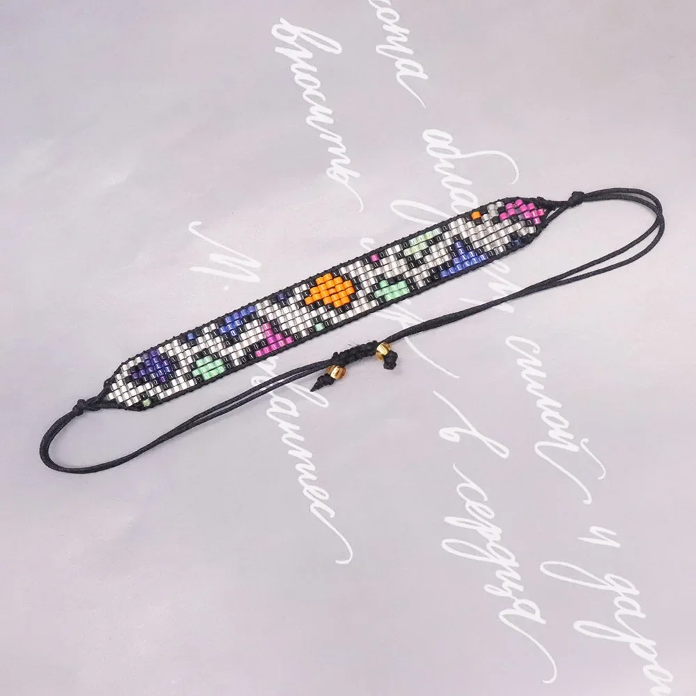 Браслет ручной работы в стиле ретро с рисовым шариком и леопардовым принтом