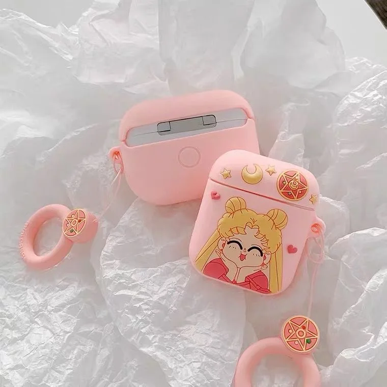 

cartoon Sailor Moon shape-shifter 3D earphone case For AirPods 1 2 3 Pro Soft Silicone Wireless Bluetooth Earphone Protective