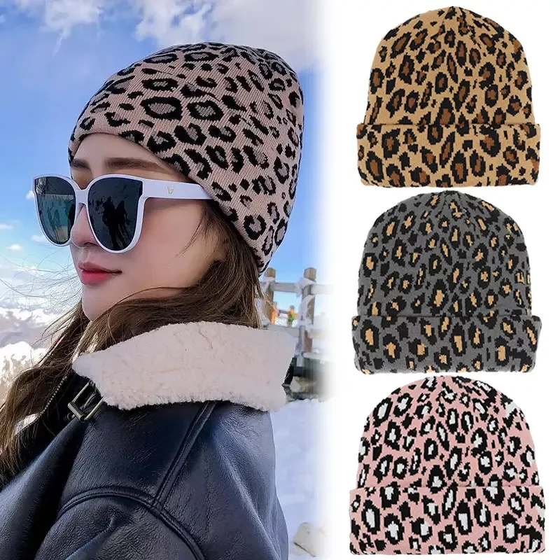 

Bonnet Winter Leopard Print Knit Hats for Women Hats Men Beanie Chapeau Casquette Femme Cap Bonnet Beanies Hip Hop Caps