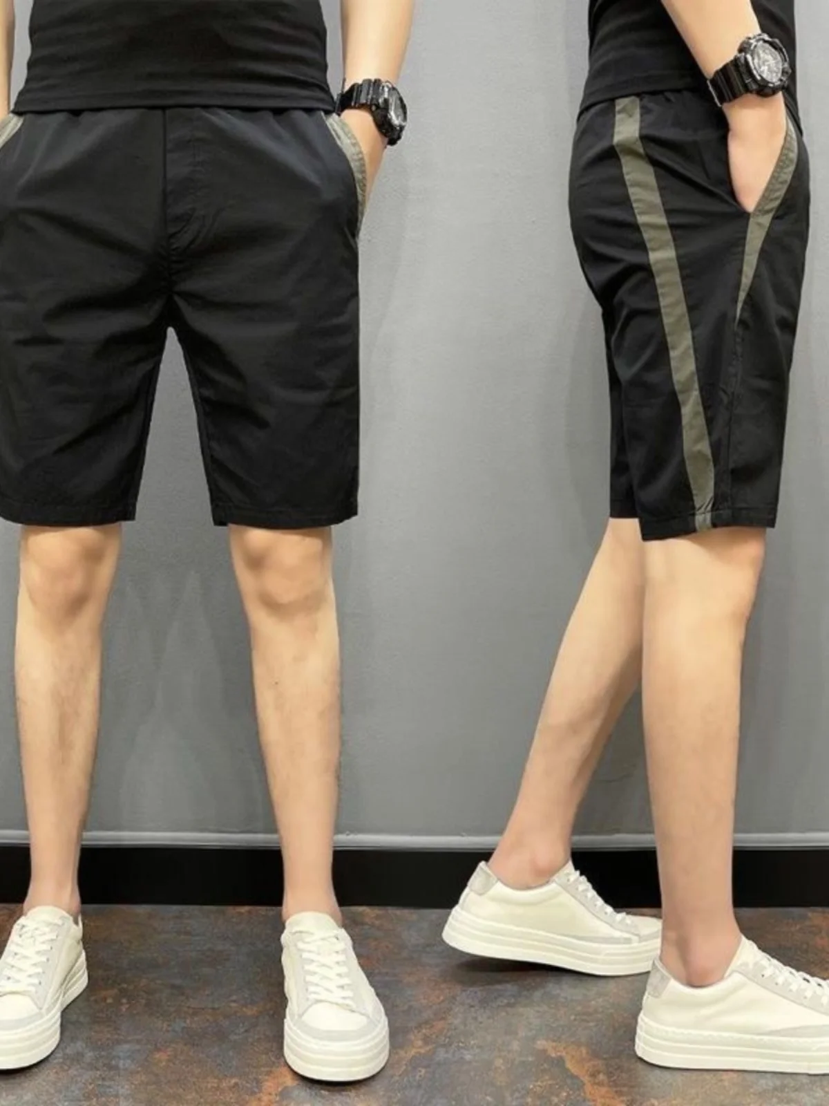 Лето 2023 тонкие повседневные укороченные брюки мужские свободные шорты в