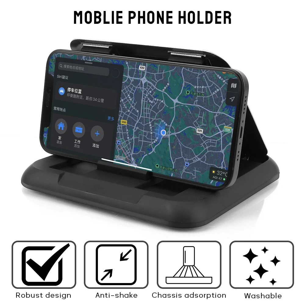 

With Anti-Slip Silicone Suction Pad Dashboard Phone Holder Stand Car Phone Holder Adjustable Mount Universal GPS Display Bracket
