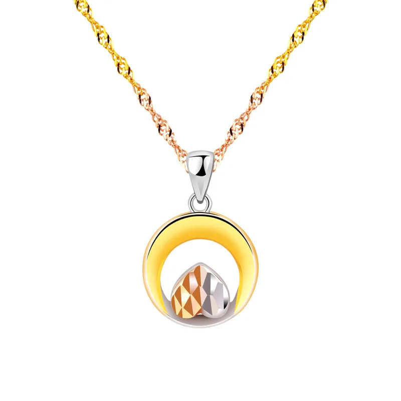

Women's 925 Sterling Silver Necklace Plating Color Gold Pendant Simple and Fresh Colorful Silver Necklace Elegant Ins Japan and