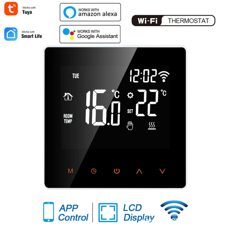 

Смарт-термостат Tuya с Wi-Fi и сенсорным ЖК-дисплеем