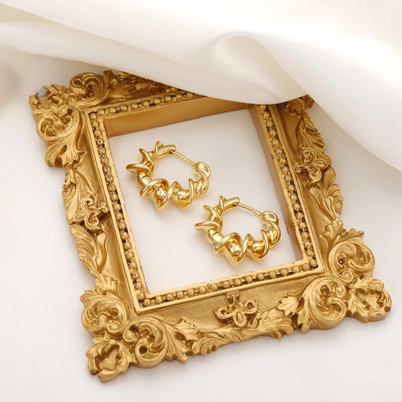 

Fashion Metal Circle Geometric Round Hoop Earrings for Women Distortion Interweave Twist Accessories Retro Party Jewelry