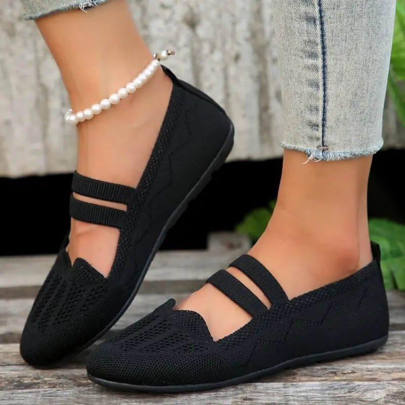 

New Women's Shoes Mesh Light Breathable Slip on Casual Shoes Solid Color Versatile Low Help Flat Shoes Zapatos De Mujer Sneakers