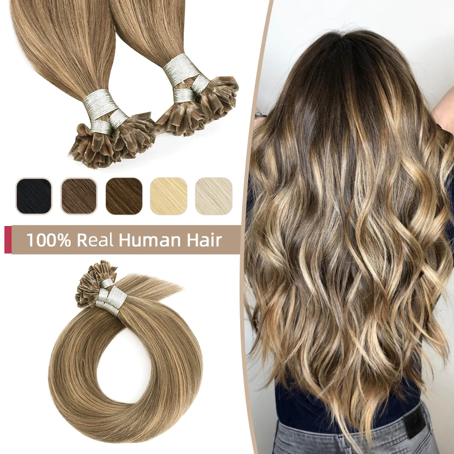

Neitsi 100% Natural Keratin Bond Human Hair Extensions Hot Fusion U Nail Tip Capsule Hair Strands Bulks Ombre Color 20" 1.0g/s