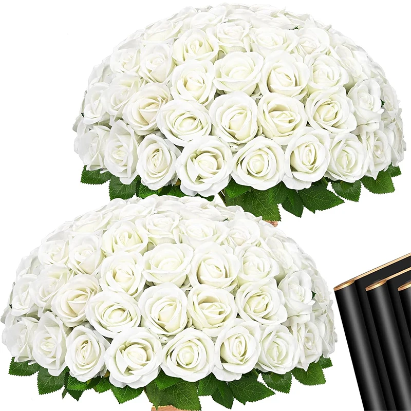 

Искусственные бархатные розы, красный, 50 штук