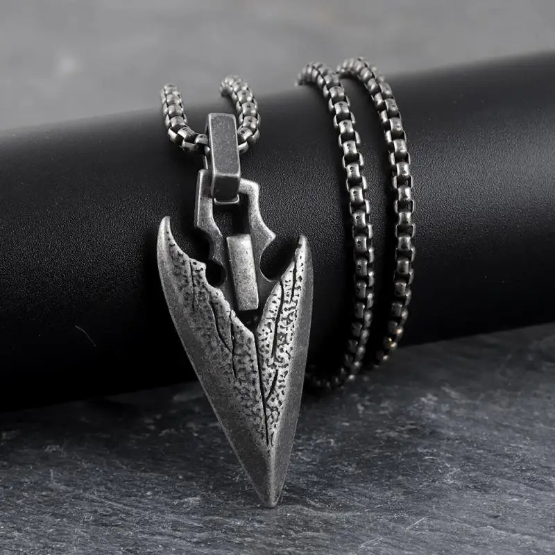 

Vintage Silver Celtic Arrow Pendant Necklace Men's Punk Jewelry Norse Mythology Jewelry Gift